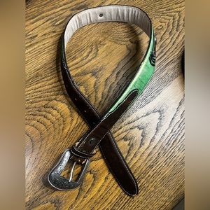 DBL Barrel Youth Belt Brown & Lime Green Leather